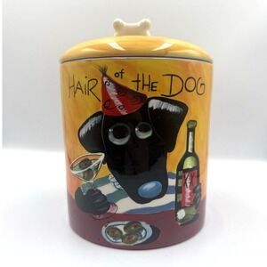 Unique Colorful Ceramic Dog Treat Jar Naylor Designs Henriksen "Hair Of The Dog"